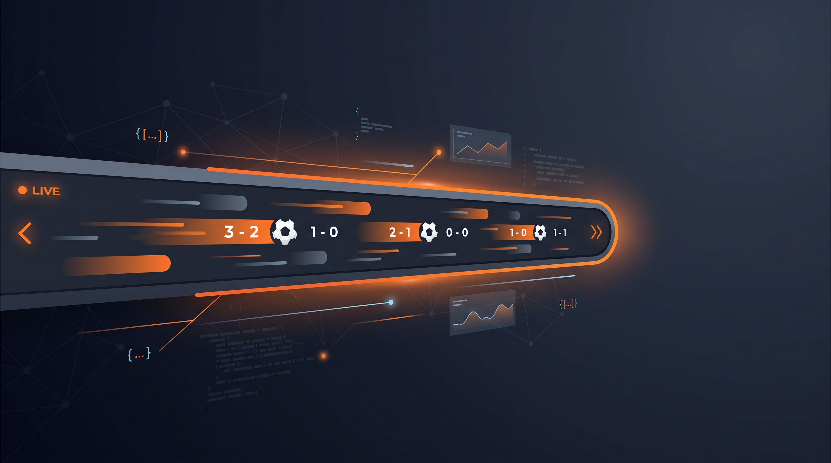 Screenshot mockup of a scrolling live football score ticker bar