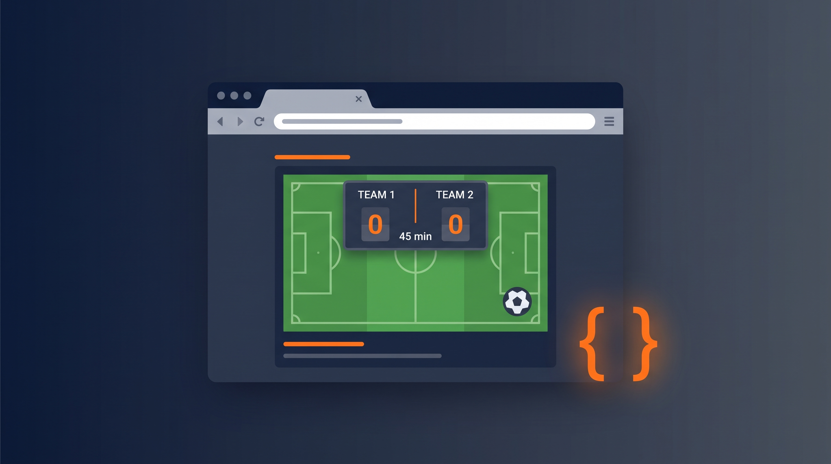 Illustration of an embedded live football match visualization widget
