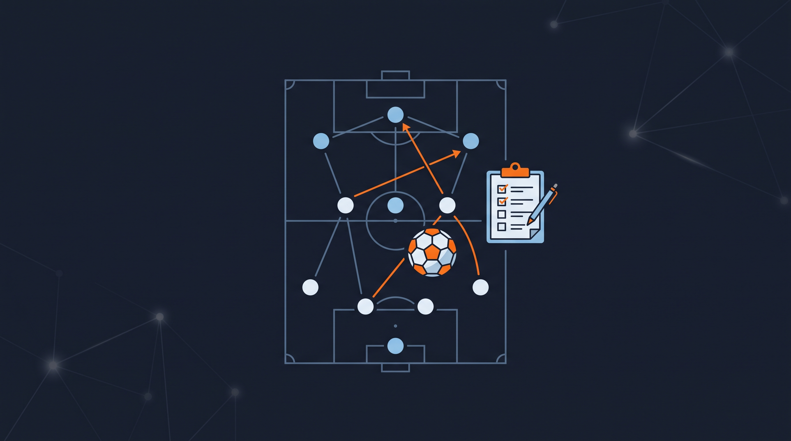 Illustration of football lineup and pre-match statistics displayed on a screen
