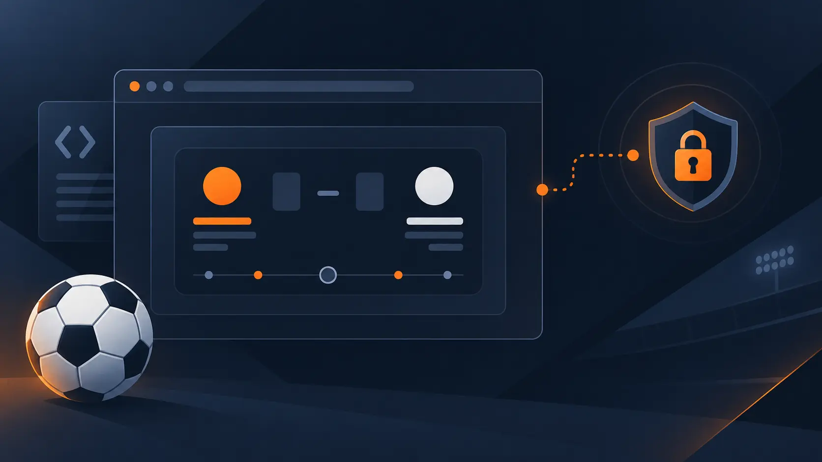 Illustration of an embedded live football widget on a website with secure token exchange