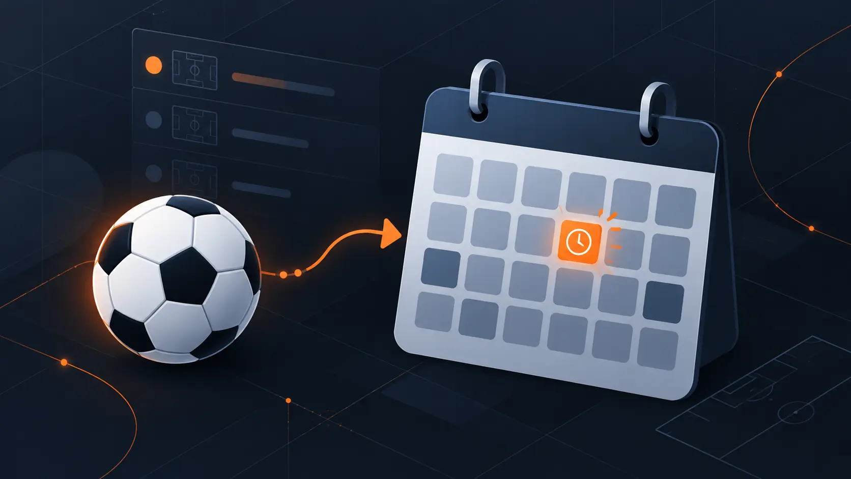Illustration of a football match being added to a calendar app